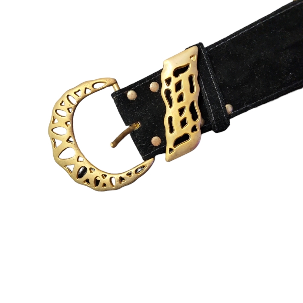 Velvet and faux gold chain women's belt. M/L - Picture 2 of 12